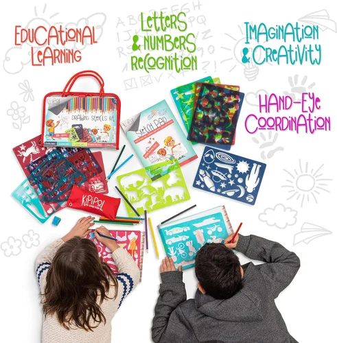 Miniatura 3 de Kipipol 63 plantillas de dibujo para niños de 4 a 8 a 8 a 12 años en adelante, artes y manualidades para niñas y niños, kit de dibujo para niños