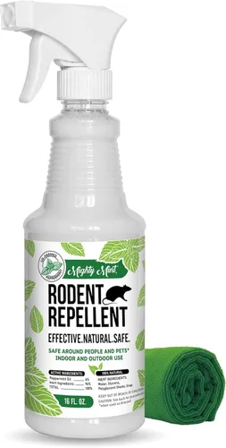 Repelente de roedores con aceite de menta de Mighty Mint – Spray repelente natural para interiores y exteriores contra ratones y ratas – Fórmula