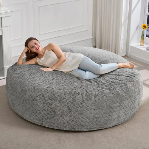 Miniatura 23 de Hobestluk Puf grande de 4 pies para adultos, con funda de piel de felpa chevrón, puf grande para sala de estar, dormitorio, residencia estudiantil