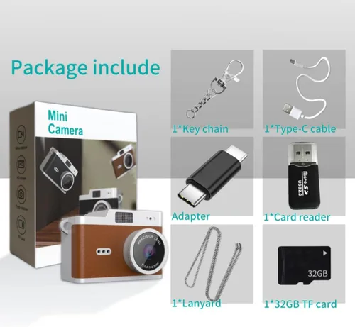 Miniatura 7 de Cámara digital con llavero, mini cámara digital con tarjeta de 32 GB, grabación de video, dijes para bolsa, micro cámara compacta para el pulgar