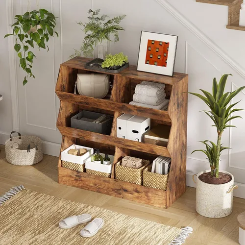 Miniatura 5 de DINZI LVJ Organizador de almacenamiento de juguetes, estantería para niños, armario de almacenamiento de juguetes de madera, estantería para niños