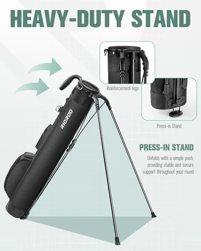 Miniatura 4 de Bolsa de Golf con Soporte, Bolsa de Golf Ligera Par 3 que Sostiene Hasta 7 Palos con Divisores Bidireccionales, Bolsillo Refrigerador, Correa