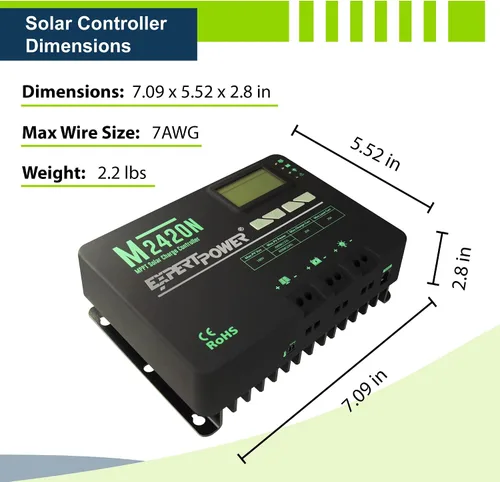 Miniatura 7 de ExpertPower Kit de energía solar de 200 W y 12 V con batería: batería de gel de 900 Wh + panel solar mono de 200 W + controlador de carga MPPT de 20
