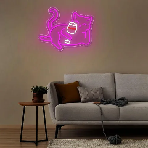 Miniatura 3 de Letrero de neón para decoración de pared, bonita luz nocturna de neón de gato para dormitorio, letrero con luz LED, regalos para niños y niñas