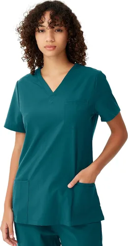Miniatura 23 de floralhue Uniformes médicos para mujeres, blusas de uniforme médico suaves con cuello en V, uniforme médico elástico con 4 bolsillos, transpirable