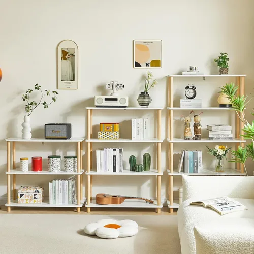 Miniatura 2 de IBUYKE Estantería abierta de madera de 3 niveles – Moderno organizador de almacenamiento independiente, estantes de pie, soporte de exhibición