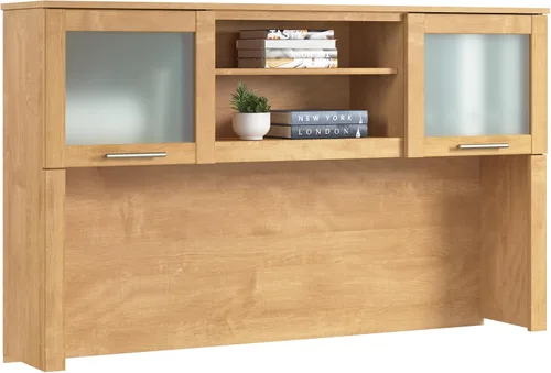 Miniatura 12 de Bush Home Colector de escritorio de 60 pulgadas, organizador de almacenamiento de oficina con estantes, cubos y puertas de vidrio esmerilado
