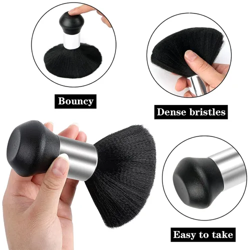 Miniatura 4 de FEBSNOW Capa profesional de corte de cabello con cepillo para el cuello, capa de peluquería de salón, accesorios de corte de cabello (rayas negras)