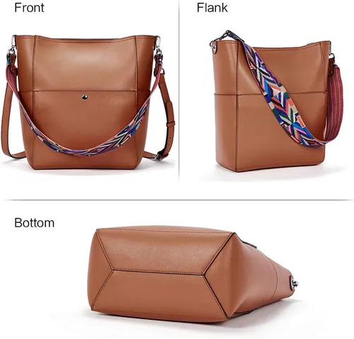 Miniatura 23 de BROMEN Bolsa Hobo para mujer, diseñada con cuero vegano, de hombro, bandolera