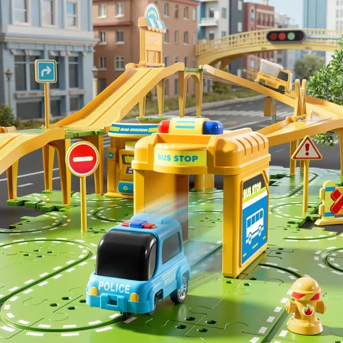 Miniatura 5 de Juego de Pistas de Carreras de Coches de Rompecabezas Grande de 3 Niveles para Niños de 3-5, Juego de Jugar con Pistas de Coches de Rompecabezas