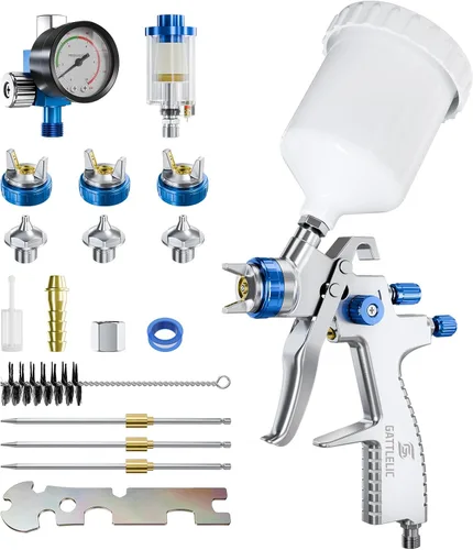 Kit Premium de Pistola de Pulverización de Aire LVLP con Boquilla de 1.3/1.5/1.7mm y Regulador de Aire, Pulverizador de Pintura Automotriz, para