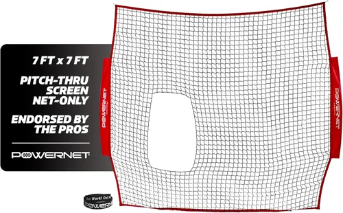 Miniatura 7 de PowerNet 7x7 FT Pitch-Thru Protection Pitching Screen for Softball, 49 Sq Ft Barrier Net Only or Net + Frame, Portable Pitching & Batting Practice