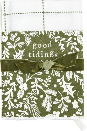 Mud Pie Juego de toallas blancas de Navidad, bueno, 16 1/2 "x 26"