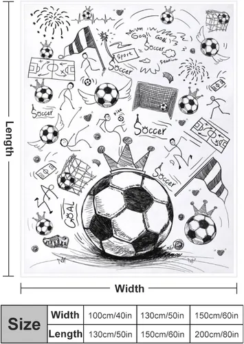 Miniatura 2 de Manta de fútbol para fanáticos del deporte, acogedoras mantas y mantas de fútbol de felpa única y divertida decoración temática de fútbol