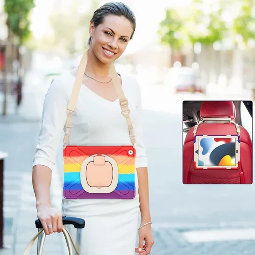 Miniatura 4 de Funda para iPad Air de 3ª generación – Funda resistente para niños con soporte giratorio, soporte para lápices y correa de transporte para iPad