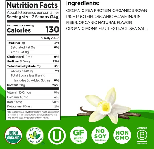 Miniatura 2 de Orgain Proteína en polvo orgánica vegana de mezcla perfecta, 0.71 onzas de proteína vegetal limpia, 6 ingredientes, <0.04 oz de azúcar, sin gluten