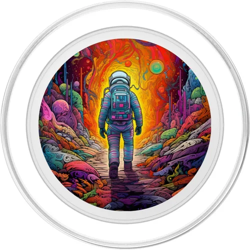 Miniatura 2 de Space Astronaut Walking Spaceman Universe Colorful Galaxy PopSockets MagSafe PopGrip para iPhone
