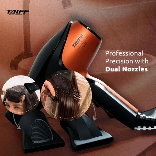 Miniatura 4 de TAIFF Unique Duo - Secador de pelo profesional Motor de CA de 127 V 1875 W Turmalina iónica y tecnología de titanio de cerámica con 2 boquillas