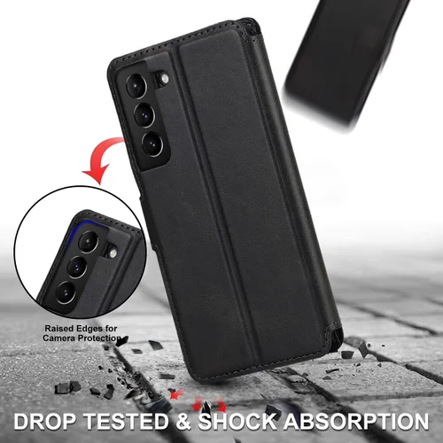 Miniatura 6 de QLTYPRI Para Samsung Galaxy A14 Case Premium PU Leather Simple Wallet Case [Ranuras para tarjetas] [Soporte manos libres] [Cierre magnético] Funda