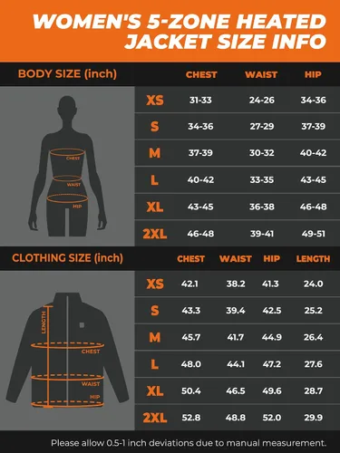 Miniatura 7 de ORORO Batería mejorada Chaqueta térmica de doble control para mujer con 5 zonas de calor, hasta 20 horas de calor