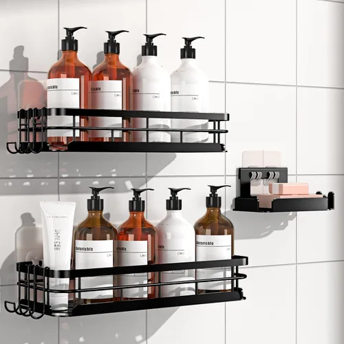 Getsrichfc Organizador de Ducha de Gran Capacidad, Organizadores de Ducha con Adhesivo Resistente con Diseño Estético Personalizado, Estantes de