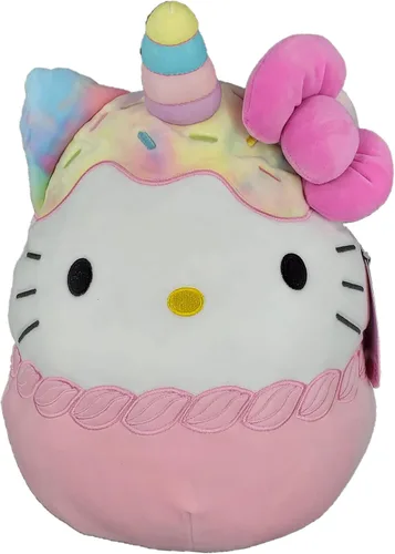 Squishmallows Kellytoy oficial - Peluche oficial de Sanrio Squad Squishy Animal de peluche de poliéster (Hello Kitty (cupcake), 8 pulgadas)