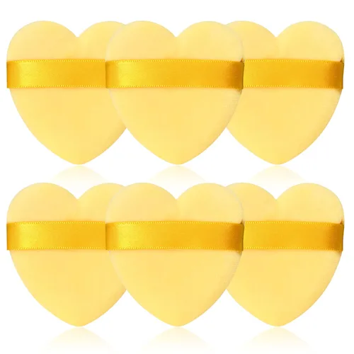 Miniatura 13 de 6 piezas de soplo de polvo para cara suave en forma de corazón para polvo suelto, polvo mineral, polvo corporal, terciopelo, base cosmética, 6