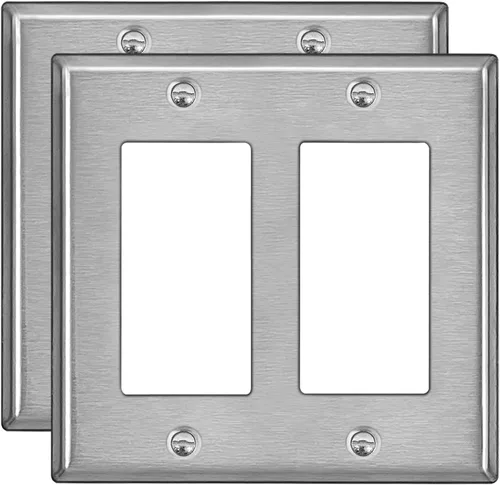 Miniatura 11 de BESTTEN Paquete de 10 Placas de Pared de Metal Decorativas con Película Protectora, Cubierta de Tomacorriente de Acero Inoxidable Decorativa de 1 1.