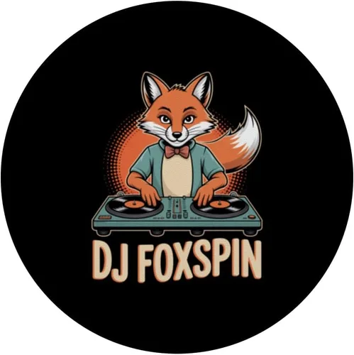 Miniatura 3 de DJ Foxspin Retro Fox DJ Turntables Club Vibes PopSockets Adhesive PopGrip