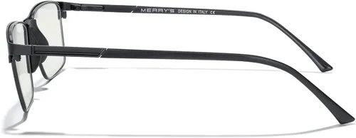 Miniatura 3 de MERRY'S Lentes de bloqueo de luz azul de moda, lentes de lectura, marco de metal, bisagra de resorte, lentes para hombres Negro-2.047 in