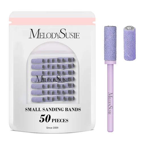 Miniatura 14 de MelodySusie 50 piezas de brocas para lima de uñas pequeñas con bandas de lijado de 3.1mm, lima de uñas de grano 80 para uñas acrílicas, manicura