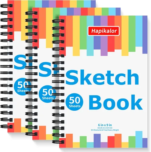 Miniatura 10 de Cuaderno de bocetos de 9 x 12 pulgadas, paquete de 2 blocs de 50 hojas con espiral, cuaderno de bocetos de artista, papel de dibujo libre de ácidos