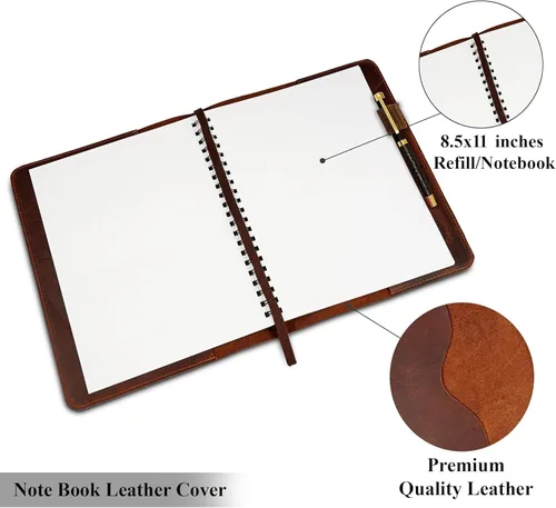 Miniatura 3 de Funda de cuero de grano completo resistente (8.5 x 11 pulgadas), Cahier XXL recargable, Cuaderno espiral recargable (8.5 x 11 pulgadas), Funda