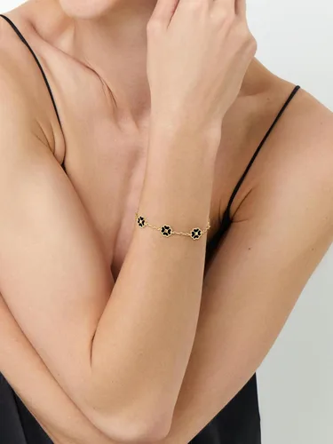 Miniatura 3 de NECOCY Pulsera de trébol para mujer, moderna chapada en oro de 18 quilates, cuatro hojas, juego de pulseras de flores de la suerte, ajustables