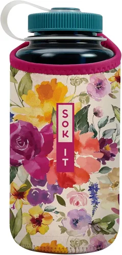 Miniatura 161 de Sok It BotlSok Funda para botella de agua con cubierta de neopreno aislante (Floral abstracto, se ajusta a CamelBak o Nalgene de 12 onzas)