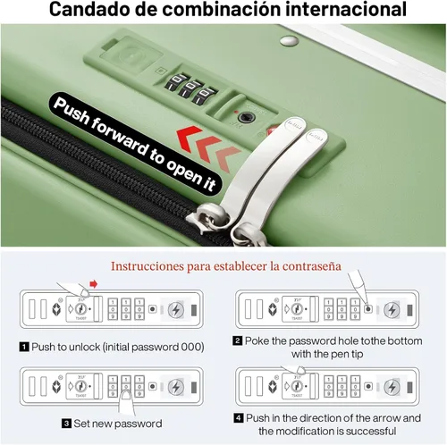 Miniatura 7 de mixi Equipaje PC Hardside Rolling maleta con rueda giratoria, cerradura TSA, soporte para teléfono y vaso, Verde aguacate