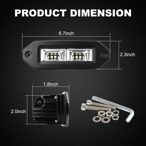 Miniatura 2 de EBESTauto - Manivelas LED de montaje empotrado, luz de trabajo LED de barra de luz de parachoques luces de conducción fuera de carretera LED lámpara