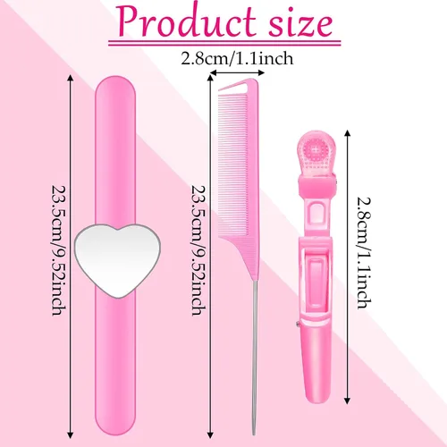 Miniatura 2 de Nuenen Juego de 7 herramientas para trenzar el cabello, incluye pulsera magnética, peines de cola de rata de acero inoxidable y pinzas de pelo