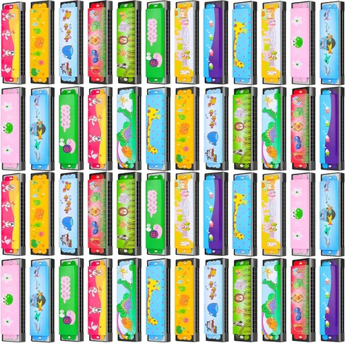Miniatura 10 de 6 estilos de armónica para niños, armónicas ligeras con doble fila de 16 agujeros, armónica para niños, favoritos de fiesta navideña para adultos
