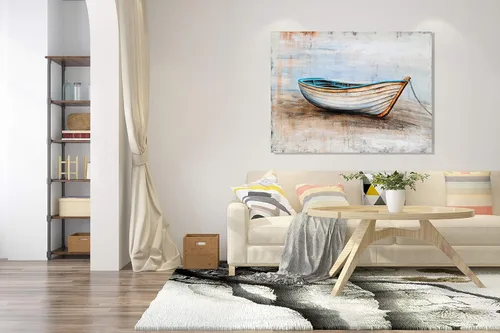 Miniatura 7 de SYGALLERIER Lienzo costero pintado a mano, pintura de naturaleza muerta, cuadros náuticos modernos, arte estético para sala de estar, dormitorio