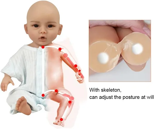 Miniatura 4 de SUAISKR Muñeca realista de bebé Reborn de 18 pulgadas, linda muñeca de silicona hecha a mano realista de silicona para niño pequeño, cuerpo completo