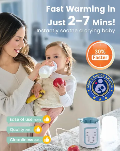 Miniatura 2 de Grownsy Calentador de biberones, calentador de leche rápido 8 en 1 para bebés con temporizador para leche materna o fórmula, control preciso de Azul