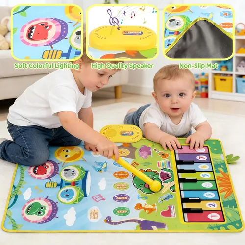 Miniatura 5 de Juguetes para bebés de 0 a 6 meses, tapete musical de dinosaurio Montessori Sensor Juguetes de 1 año de edad, juguetes sensoriales de aprendizaje
