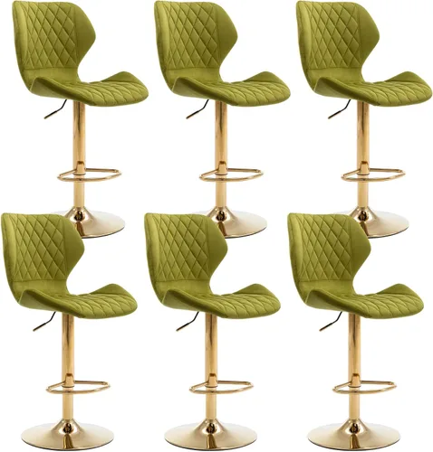 Miniatura 8 de Juego de 4 taburetes de bar color beige, sillas giratorias de altura de mostrador con respaldo de terciopelo, taburetes de isla de cocina para bar