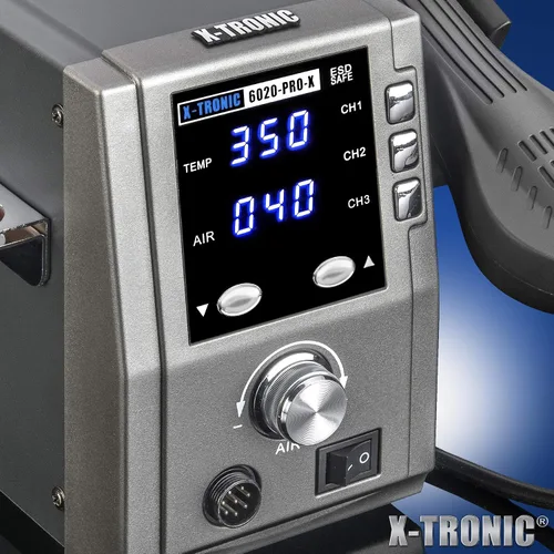 Miniatura 2 de X-Tronic 6020-PRO-X • Serie Platinum • 750 vatios • Estación de retrabajo de aire caliente • 3 ajustes preestablecidos de temperatura, función
