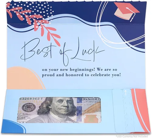 Miniatura 4 de Tarjeta de graduación, soporte para dinero con apertura tipo tiras que se desgarran, con ventana transparente de plástico, para efectivo, cheques
