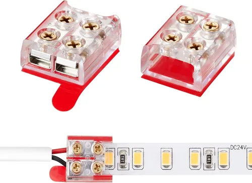 Threetwofour Paquete de 15 conectores de tira de luz LED de un solo color, conector de tira LED sin soldadura, 0.315 in, 2 pines, tira de conector