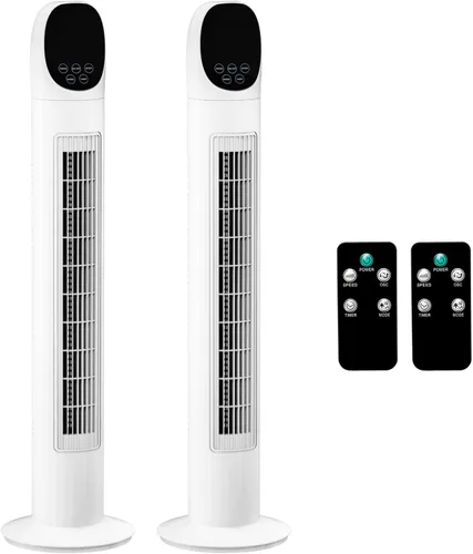 Miniatura 9 de ROVSUN Ventilador de torre sin aspas de 34 pulgadas con pantalla digital y control remoto, refrigeración turbo con 3 velocidades, temporizador de 9