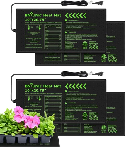 BN-LINK Alfombrillas térmicas duraderas para semillas de 10 x 20.75 pulgadas, paquete de 4 alfombrillas de calentamiento impermeables para