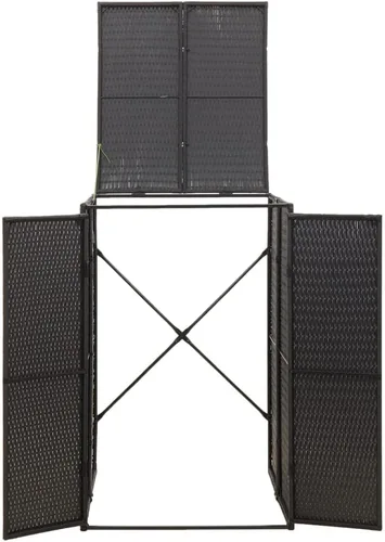Miniatura 4 de Cobertizo de basura individual para exteriores, cubo de basura de polietileno para jardín, patio, patio trasero, basurero al aire libre, color Negro